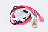 Nylon toe straps with 430mm length in black, white/blue, pink