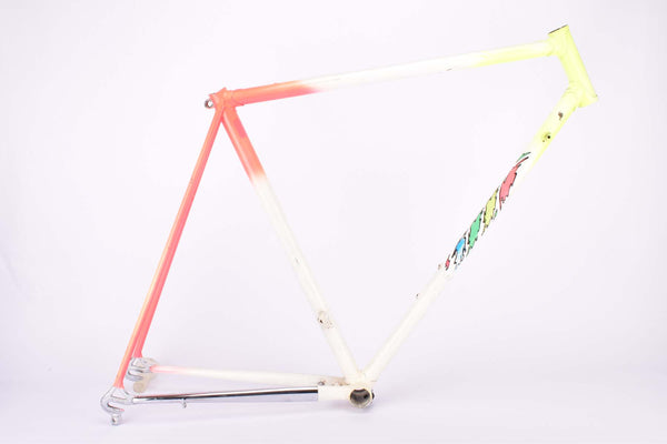 Defective neon pink yellow and white vintage road bike frame in 55.5 cm (c-t) / 54 cm (c-c)