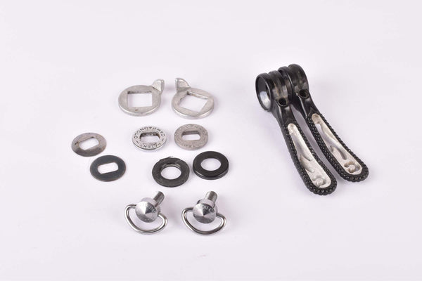 Black Campagnolo Record #1014 Aero braze on Gear Lever Shifter Set with Chesini Panto from the 1980s