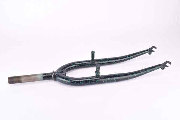 NOS 26" Black Splatter Green MTB Steel Fork with Eyelets for Fenders