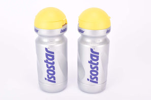 NOS set of 2 Isostar silver/yellow 500ml water bottles