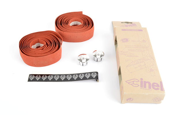 NEW Cinelli cork rustred handlebar tape with silver end plugs from the 1980s NOS/NIB