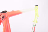 Defective neon pink yellow and white vintage road bike frame in 55.5 cm (c-t) / 54 cm (c-c)