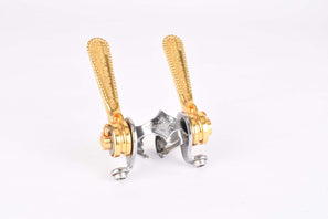 NOS real Gold plated Campagnolo Record #1014 clamp-on shifters from the 1970s