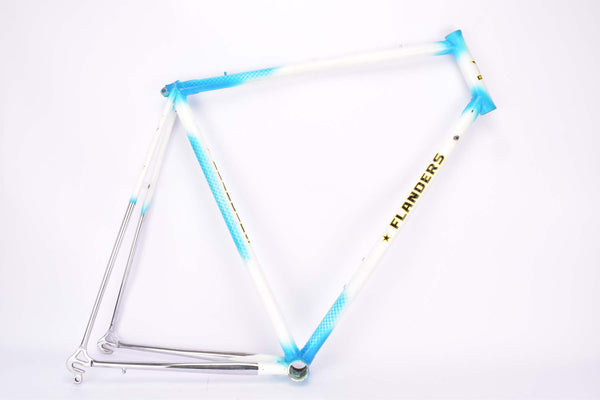 Blue and white Flanders vintage road bike frame in 61.5 cm (c-t) / 60 cm (c-c) from the 1980s