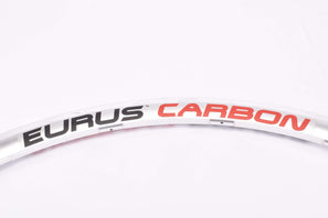 NOS Silver Campagnolo Eurus Carbbon single clincher front rim in 700c/622mm with 16 holes from the 2000s