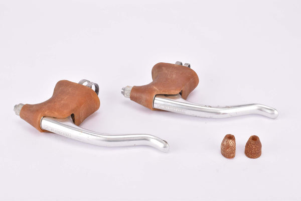 Suntour Superbe #CB-1000 non-aero brake lever set with brown hoods from the late 1970s