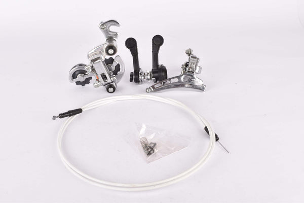 NOS Shimano Positron 2x6 6-speed (12-speed) gear shifting set (shifter, cable, front derailleur and rear derailleur)