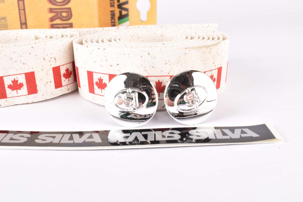 NOS Silva Cork Canadian Flag handlebar tape in white/red from the 1990