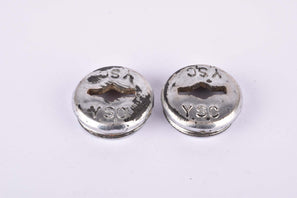Silver Y.S.C plastic crank set dust caps