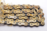 NEW Izumi Easy Running Gold/Black 5-6-7 speed road chain 1/2 x 3/32, 116 links from the 1980s NOS/NIB