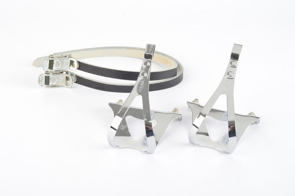 NOS/NIB Verma steel Toe Clip set in size M and leather straps black