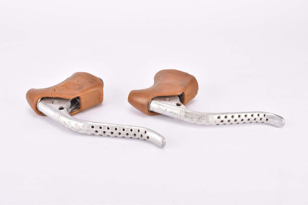 Weinmann AG drilled non-aero Brake lever set with brown hoods from the 1970s to 1980s