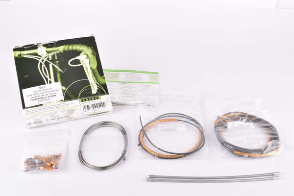 NOS/NIB Nokon Konkavex roadbike shifting cable set with gold aluminum housing for Campagnolo & SRAM (#KON 080 23)