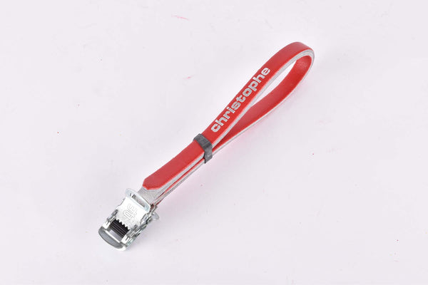 NOS red Christophe leather toe clip straps