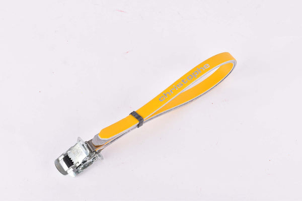 NOS yellow Christophe leather toe clip straps