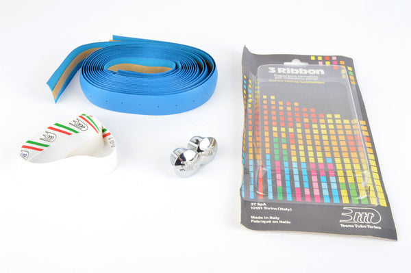 NOS/NIB 3ttt blue handlebar tape with silver end plugs from the 1980s