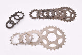 Bunch of NOS Shimano 7-speed and 8-speed Hyperglide (HG) Cogs / Cassette Sprockets with various teeth and finish from the 1990s / 2000s