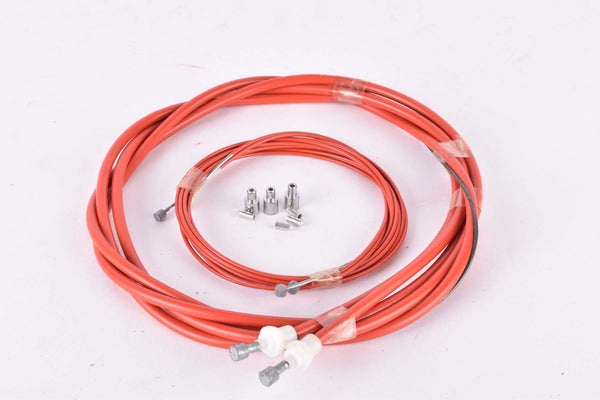 NOS red Brake and Gear Shifting Cable Set for front and rear brake and dreailleur from the 1970s / 80s