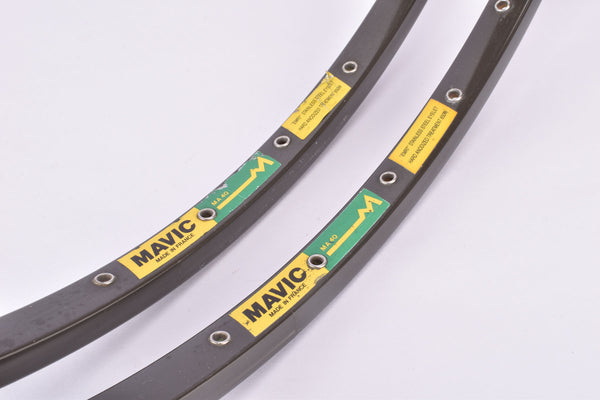 Mavic MA40 hard anodized clincher rim set in 700c/622mm with 36 holes from the 1980s