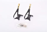 NOS Ale Black and Gold light aluminum alloy toe clip set #97/L.D. dark anodized from the 1980s