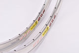 NOS Rigida DP 22 Ultimate Power (UP) silver polished high profile aero MTB Clincher Rim Set in 26"/559x16mm with 36 holes from the 1980s - 2000s