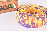 NOS Silva Cork dappled handlebar tape in yellow/pink/purple from the 1980s