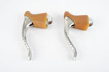Polished Campagnolo Super Record #4062 brake lever set with brown hoods from the 1980s