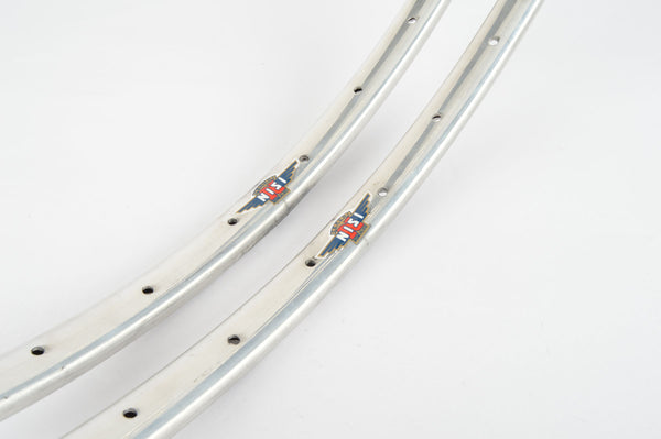 NOS Nisi silver Tubular Rimset (2 rims) 650C/571mm with 36 holes from the 1980s