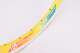 NOS Rigida DP 22 Ultimate Power (UP) Yellow high profile aero MTB Clincher single Rim in 26"/559x16mm with 32 holes from the 1980s - 2000s