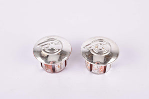 Silver Cinelli winged logo handlebar end plugs