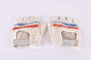 Vintage crochet and leather cycling gloves in size L