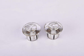 Silver Cinelli winged logo handlebar end plugs