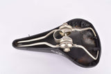 NOS black Raleigh labled saddle made by Gallet, with original seatpost clamp