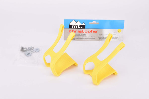 NOS/NIB Christophe MT. Mountainbike Toe Clip Set, Size Large in Yellow from the 1990s