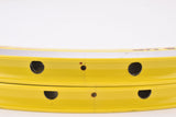 NOS Rigida DP 18 UP Yellow high profile aero Clincher Rim Set in 28"/622x13mm (700-13C) with 32 holes from the 1980s - 2000s