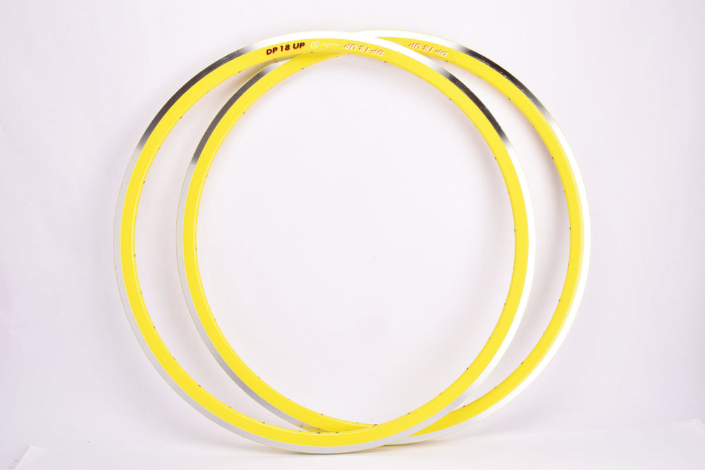 NOS Rigida DP 18 UP Yellow high profile aero Clincher Rim Set in 28
