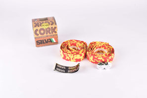 NOS Silva Cork dappled handlebar tape in red/yellow from the 1980s