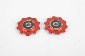 Red anodized aluminium jockey wheel / pulley set