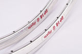 NOS Rigida DP 18 silver polished high profile aero Clincher Rim Set in 28"/622mm (700C) with 32 holes from the 1980s - 2000s
