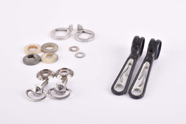 Black Chesini pantographed Campagnolo Record #1014 braze on Gear Lever Shifter Set from the 1980s