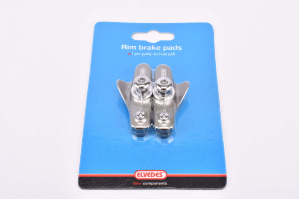 Grey and Black Elvedes Cartridge Roadbike Brake Shoes and Pads Set in 55mm compatible for Shimano