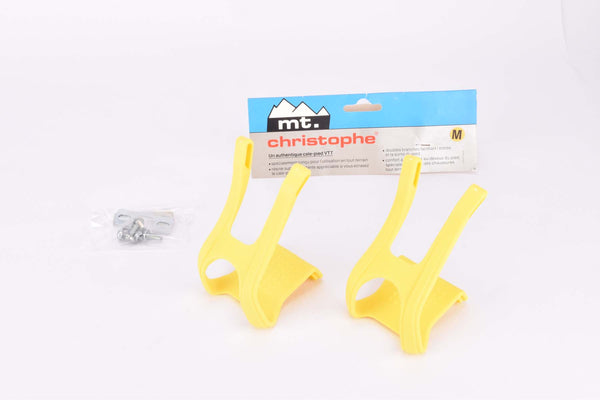 NOS/NIB Christophe MT. Mountainbike Toe Clip Set, Size Medium in Yellow from the 1990s