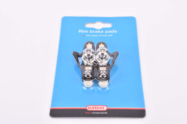 Black and White Elvedes Cartridge Roadbike Brake Shoes and Pads Set in 55mm compatible for Shimano