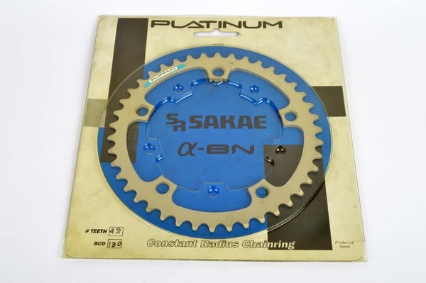 NOS Sakae/Ringyo SR Platinum Chainring with 42 teeth and 130 BCD from the 1980s NIB