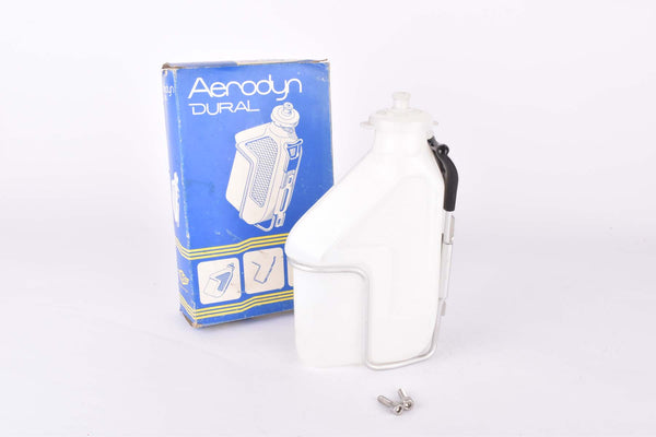 NOS/NIB REG Aerodyn Dural #1973/19 white aero water bottle with dural aluminum alloy bottle cage
