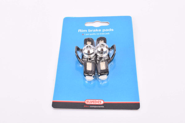 Black and White Elvedes Cartridge Roadbike Brake Shoes and Pads Set in 55mm compatible for Campagnolo