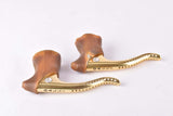 Galli Criterium Gold anodized non-aero brake lever set with brown hoods from the 1970s / 80s