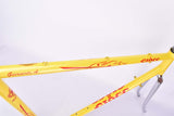 Custom painted yellow Ciöcc vintage road bike frame in 55.5 cm (c-t) / 54 cm (c-c) with Columbus SL tubing from the mid to late 1980s