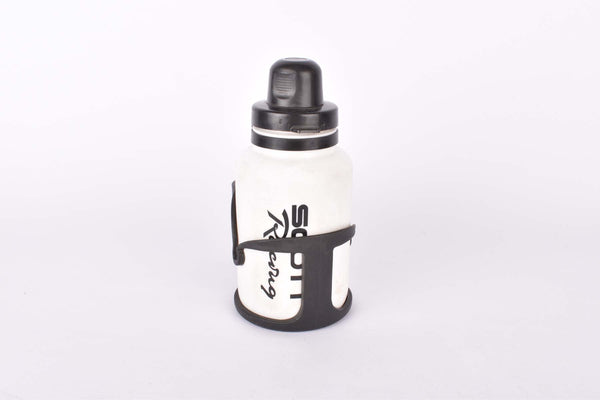 NOS white Scott Racing small "mini" water bottle and black water bottle cage